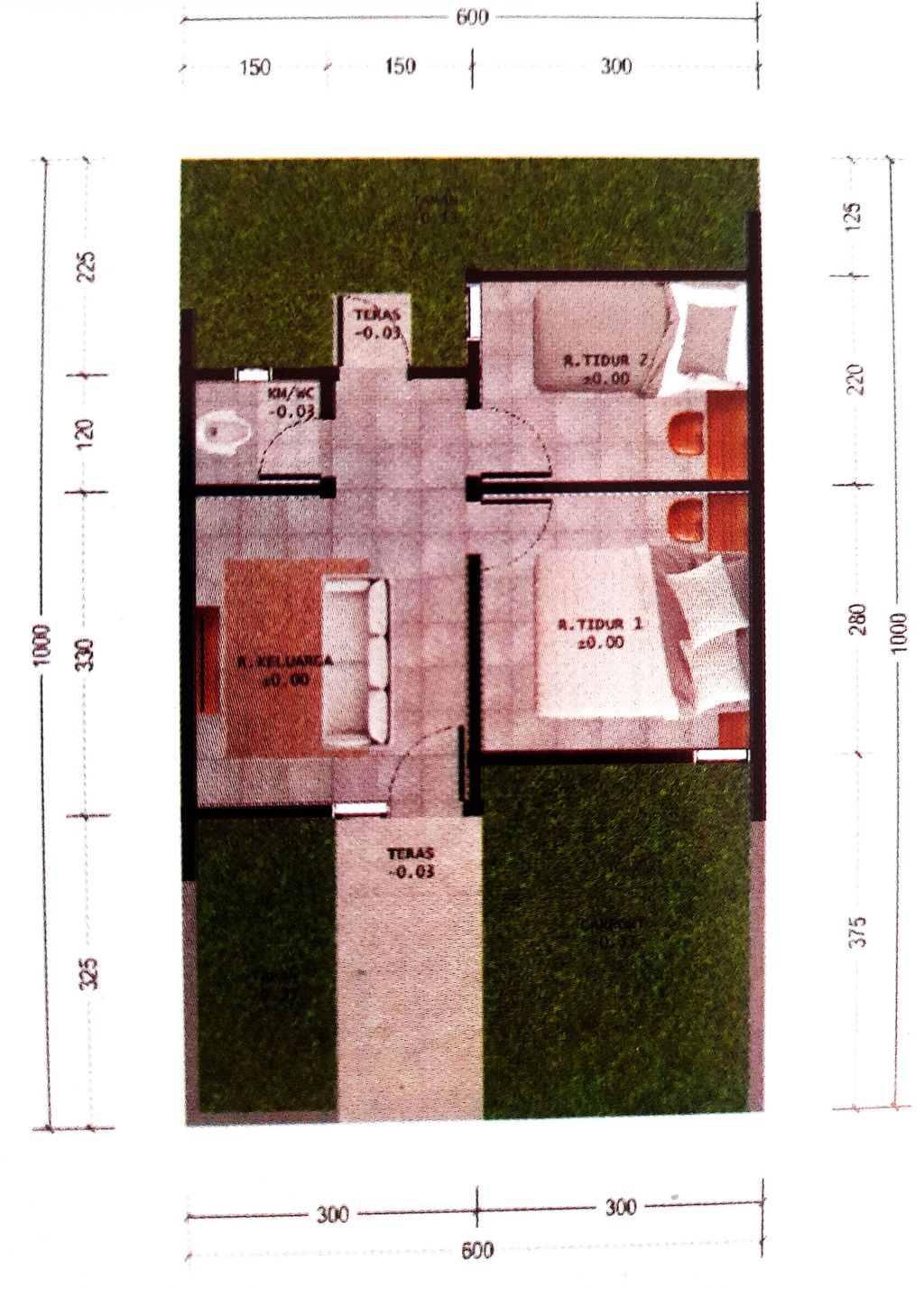 foto denah rumah tipe CLUSTER BAROKAH perumahan PERUMAHAN GRAND KEPONGPONGAN 2