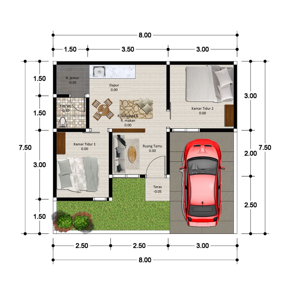 foto denah rumah tipe 36/70 perumahan GRIYO1 AFA PESONA TRAYEMAN 4
