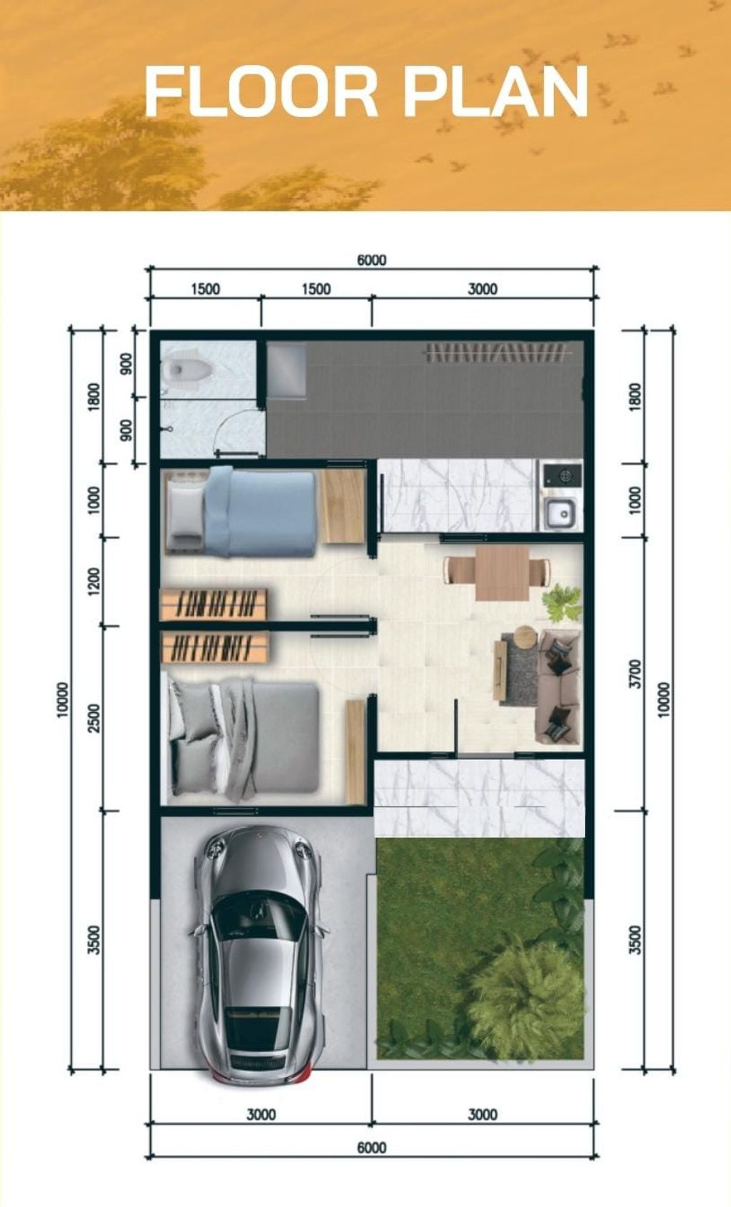 foto denah rumah tipe NOLA perumahan Grand Sukatani Residence
