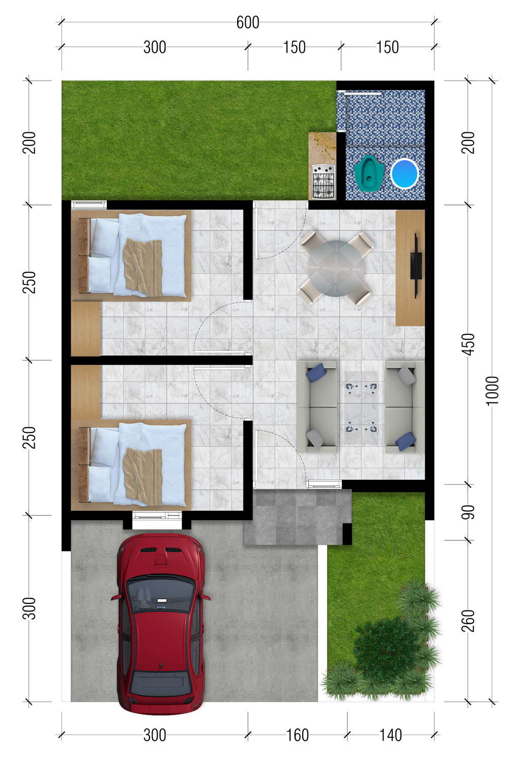 foto denah rumah tipe 34 perumahan MEKAR AGUNG 5 RESIDENCE