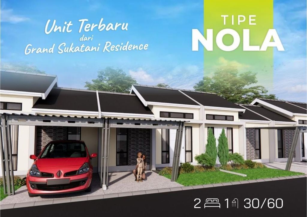 foto tampak rumah tipe NOLA perumahan Grand Sukatani Residence