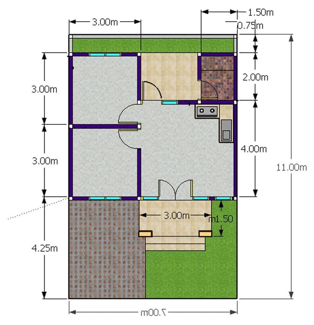 foto denah rumah tipe 40/77 270jt perumahan Cluster harmony 2 sukoharjo