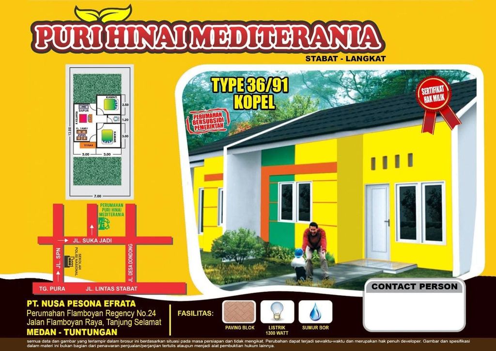 foto denah rumah tipe 36 perumahan PURI HINAI MEDITERANIA