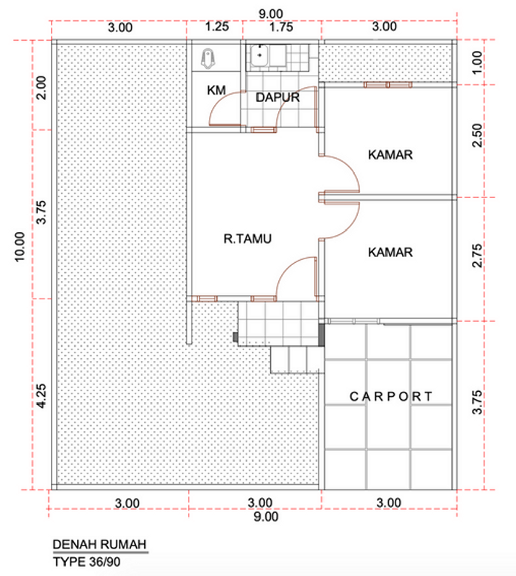 foto denah rumah tipe 36/90 (komersil) 2024 perumahan TELAGA HARMONY RESIDENCE 2