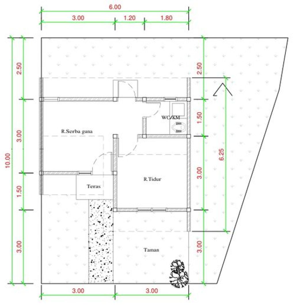 foto denah rumah tipe C4A-1A (2024) perumahan Puri Anggrek Serang 3 Kalodran