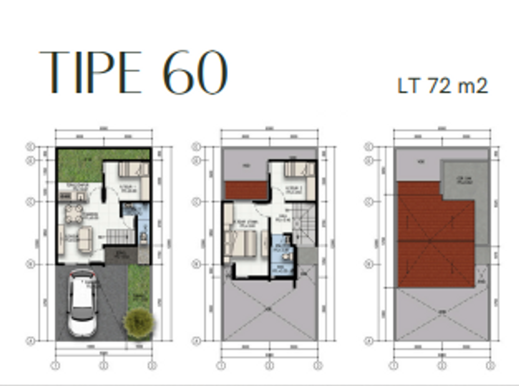 foto denah rumah tipe 60 perumahan GRAND WARU RESIDENCE