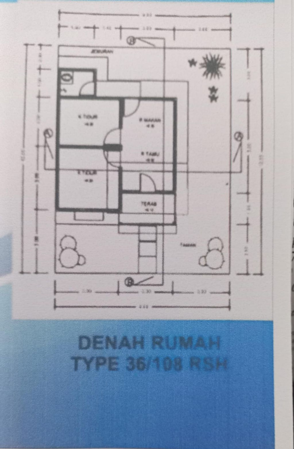 foto denah rumah tipe 36/108 perumahan DHARMAS REGENCY