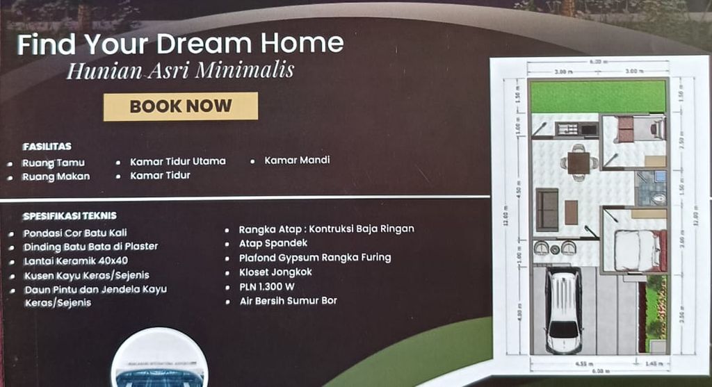 foto denah rumah tipe 36/72 perumahan Perumahan Hijau 3