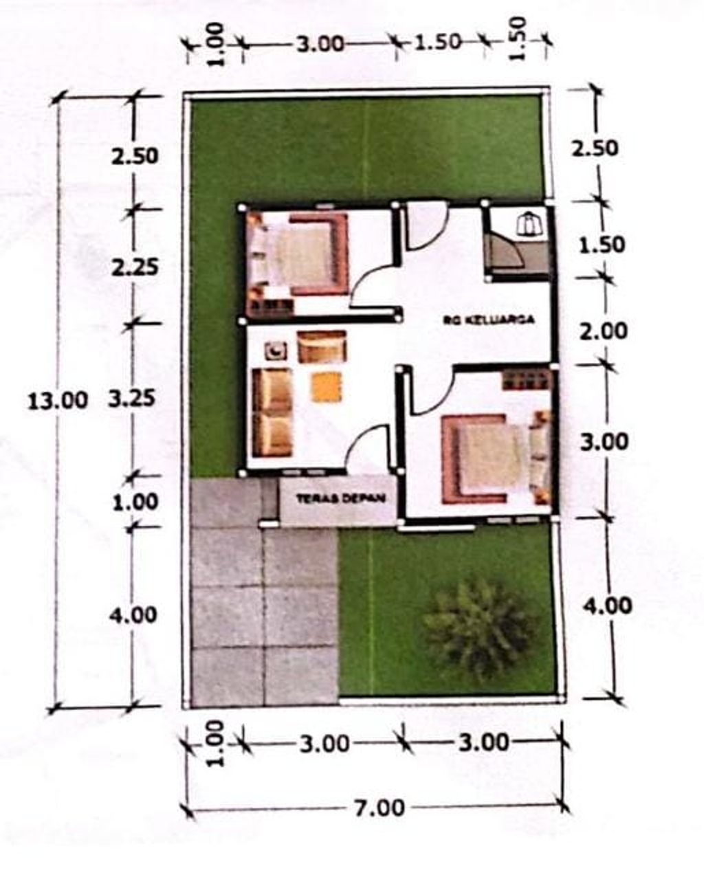 foto denah rumah tipe 36/91 perumahan GRAHA BINTAN INDAH