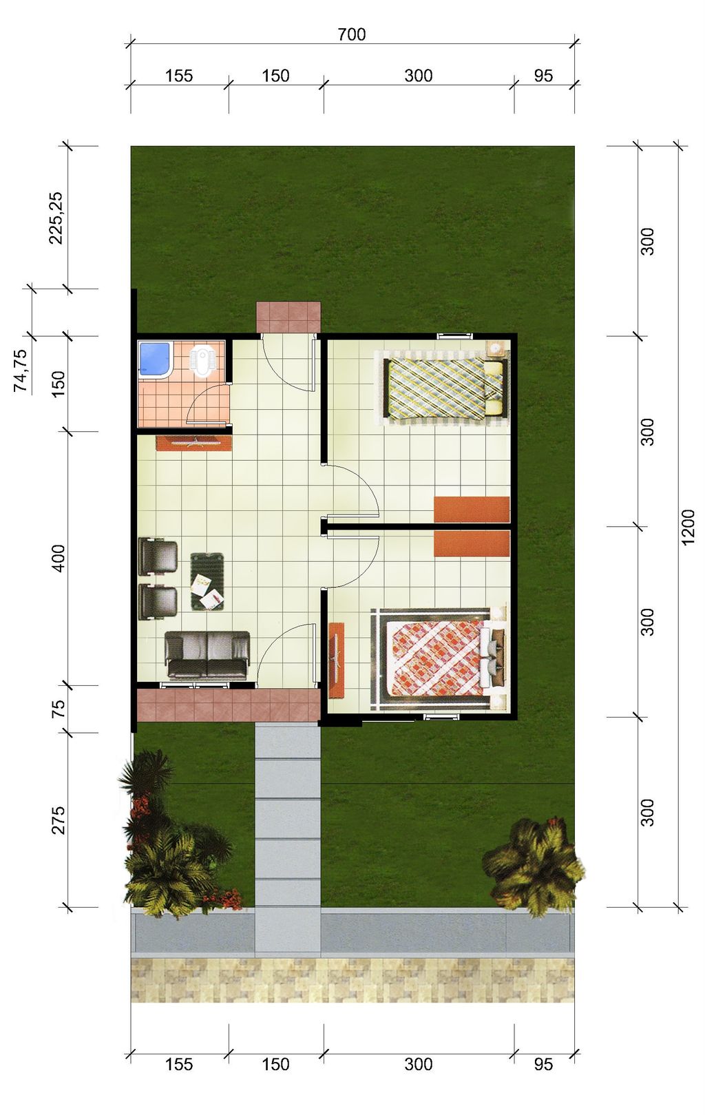 foto denah rumah tipe 36/84 perumahan Griya Kharisma Regency