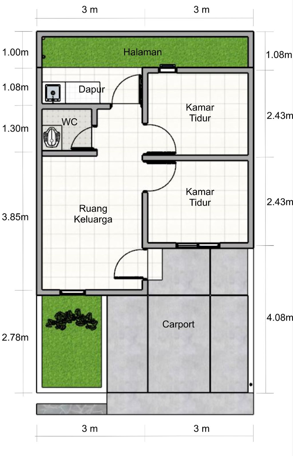 foto denah rumah tipe Subsidi perumahan Griya Mustika Cempaka