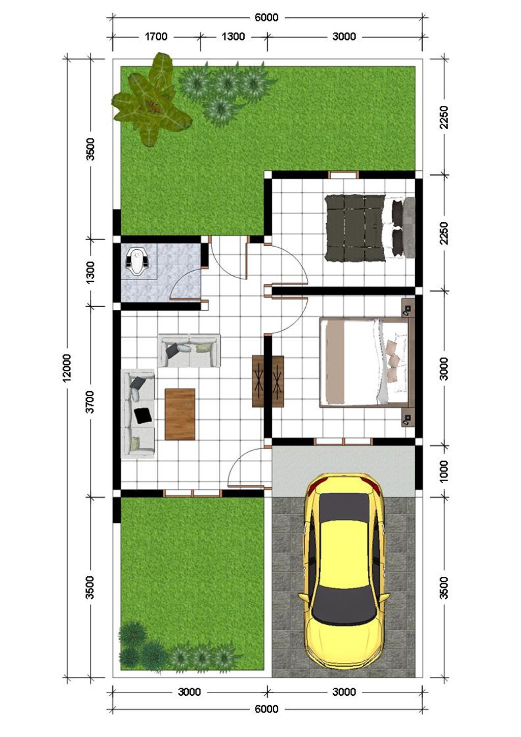 foto denah rumah tipe 30/72 perumahan Sedhuta City 2