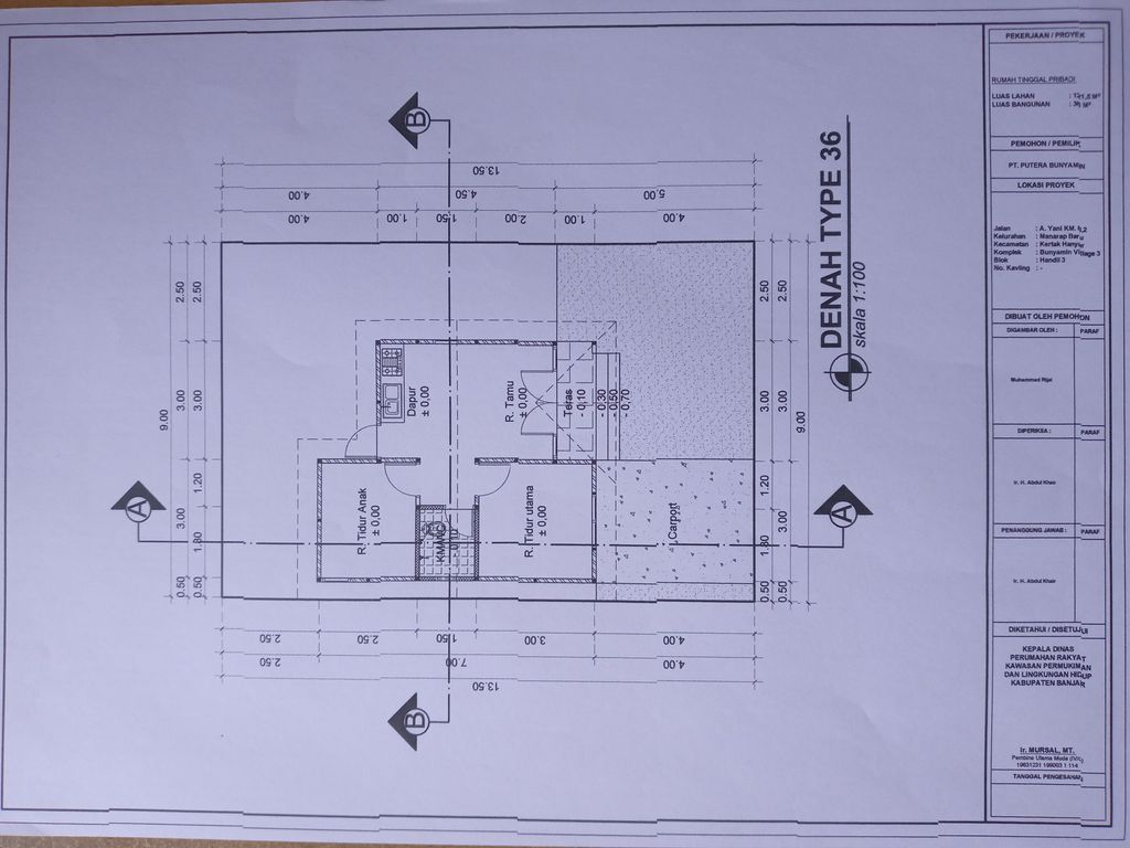 foto denah rumah tipe 36 perumahan BUNYAMIN VILLAGE 3