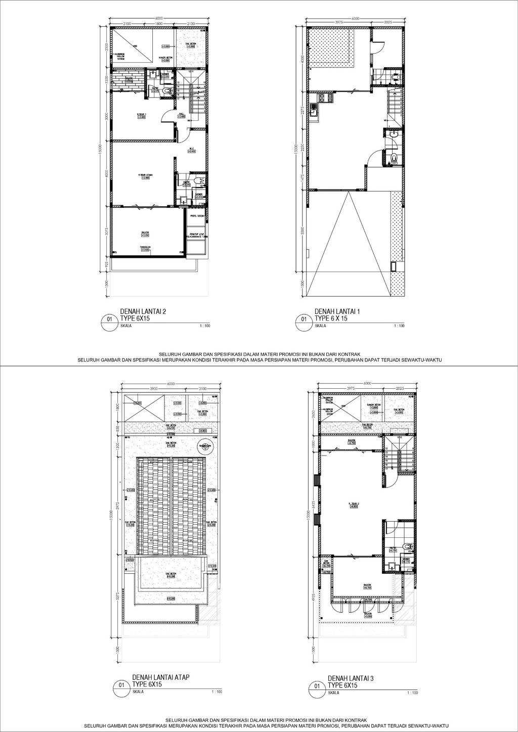 foto denah rumah tipe Cendana perumahan CLUSTER BOTANY HILLS