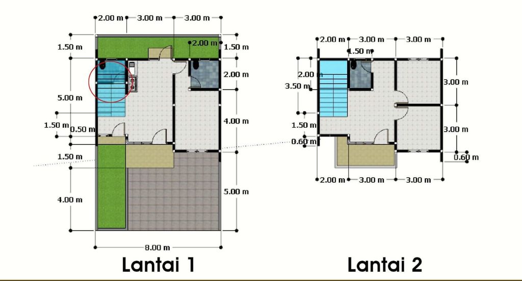 foto denah rumah tipe 80/100 800JT perumahan Central Park Kartasura