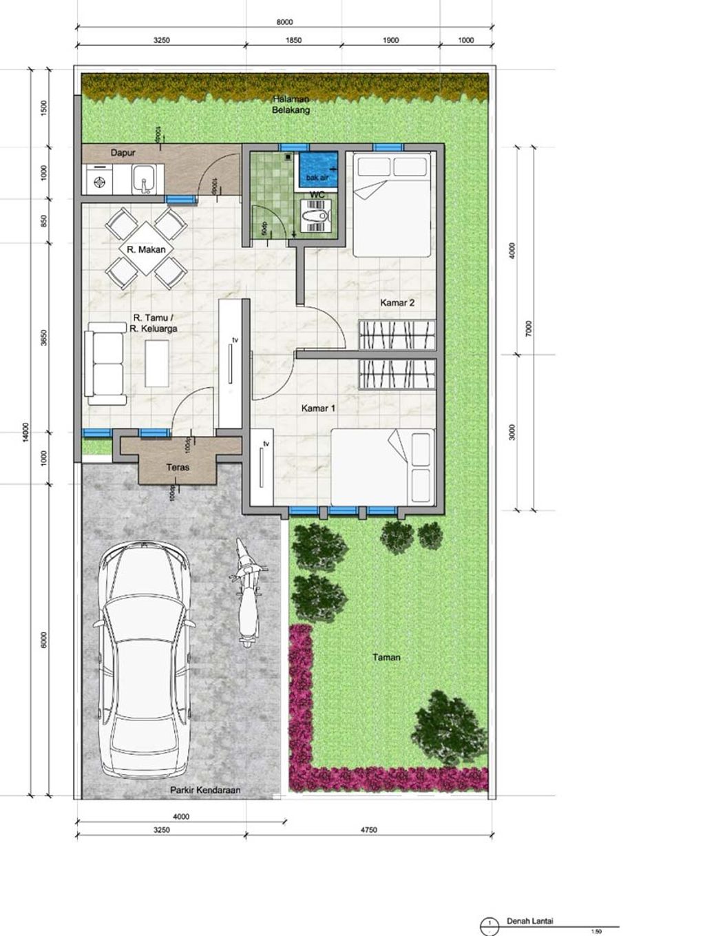 foto denah rumah tipe 36A/104 perumahan FAANZA JAYA RESIDENCE 1