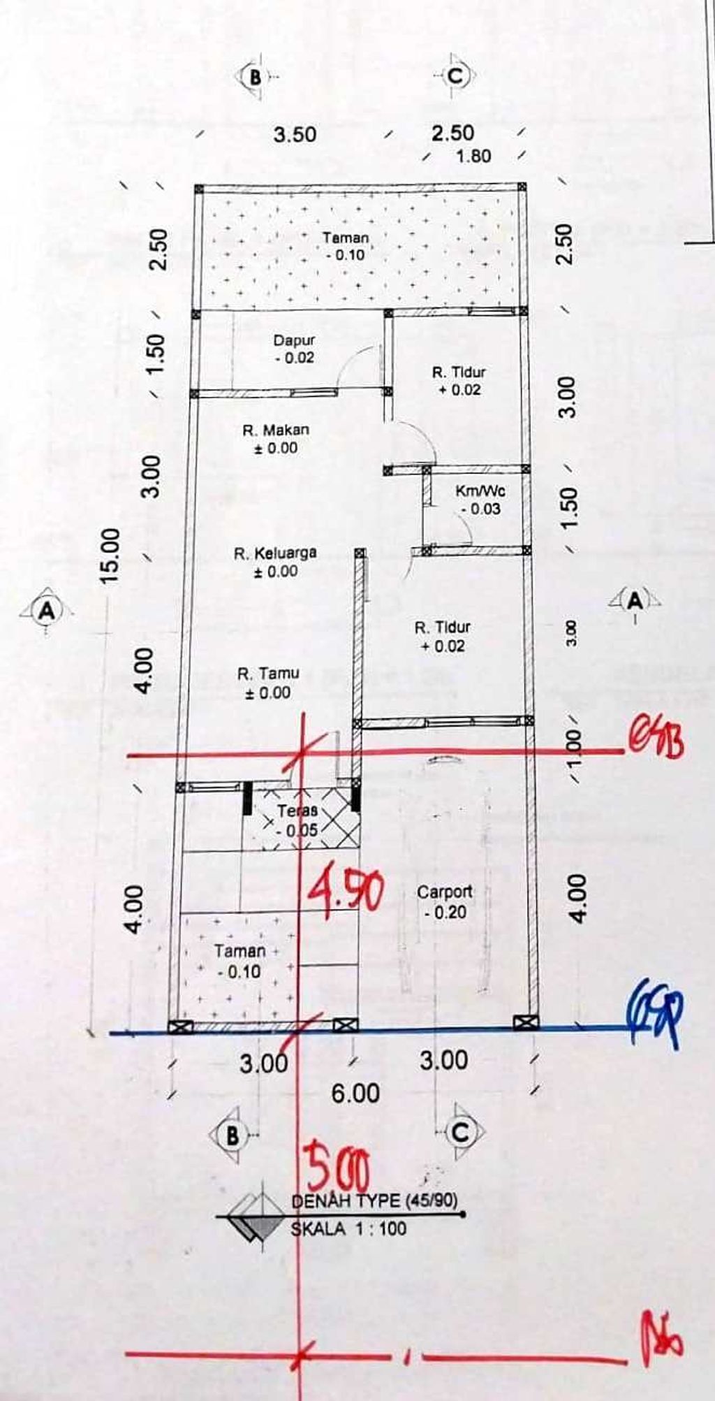 foto denah rumah tipe 45 perumahan NUSA HARAPAN PERMAI tahap 3
