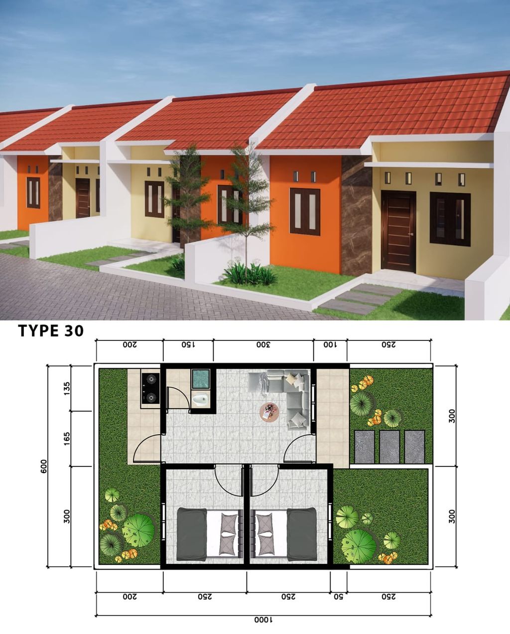 foto denah rumah tipe SUBSIDI perumahan GRIYA BUTUH BERKAH