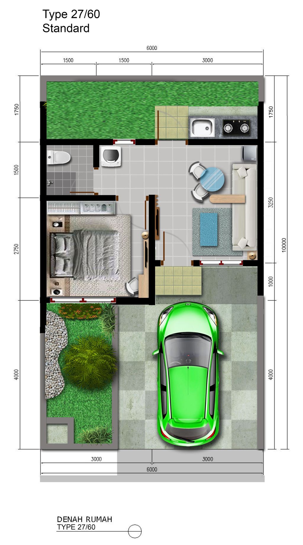 foto denah rumah tipe SI 27/60 STD perumahan HARVEST CITY (SAKURA INDICA 2024)