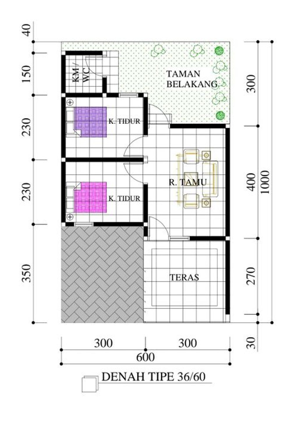 foto denah rumah tipe 36 perumahan DIAMOND CITY WONOKOYO