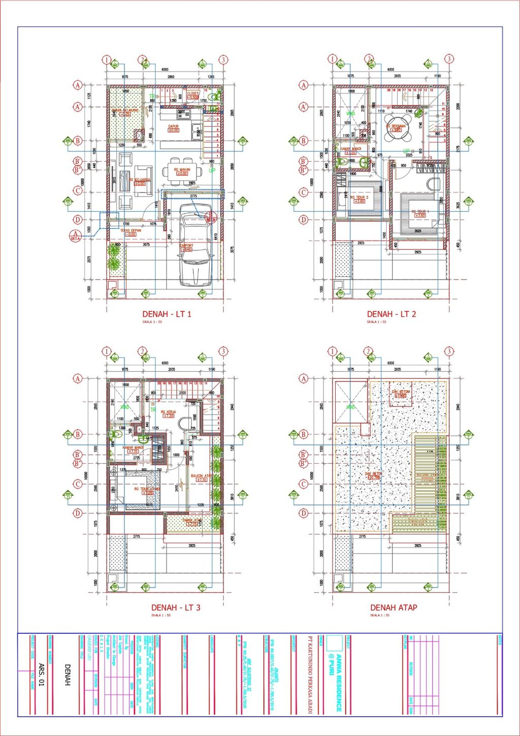 foto denah rumah tipe YB 012 perumahan ANWA RESIDENCE PURI
