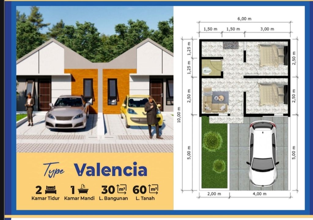 foto denah rumah tipe VALENCIA perumahan CASA INDAH VILLAGE