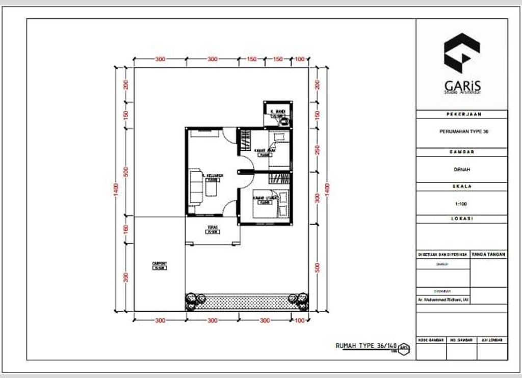 foto denah rumah tipe 36 perumahan MUTIARA BANGKAL PERMAI