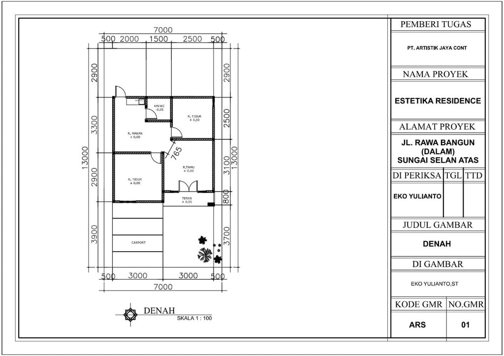 foto denah rumah tipe 36 perumahan ARTISTIK RESIDENCE 5