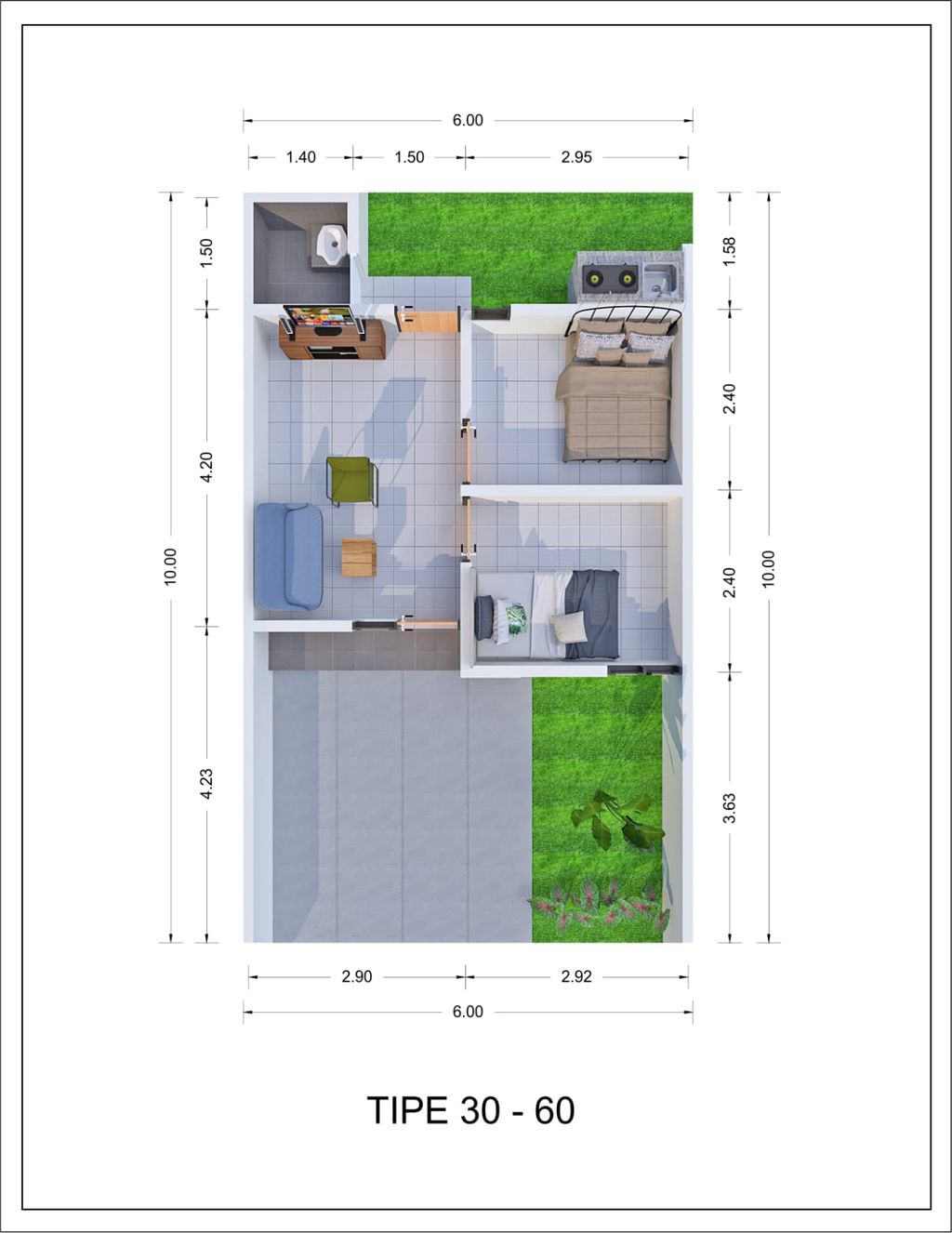 foto denah rumah tipe 30/60 perumahan GRAHA SABRINA 6