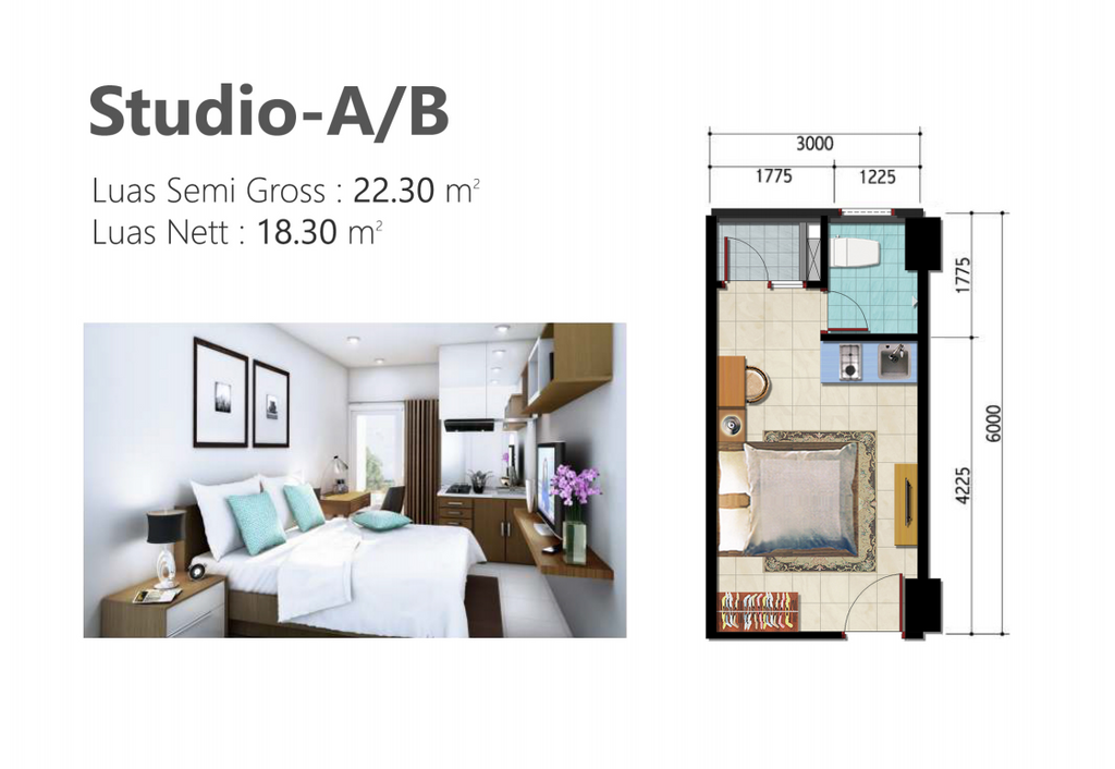 foto denah rumah tipe Studio-A/B perumahan Samesta Sentraland Cengkareng
