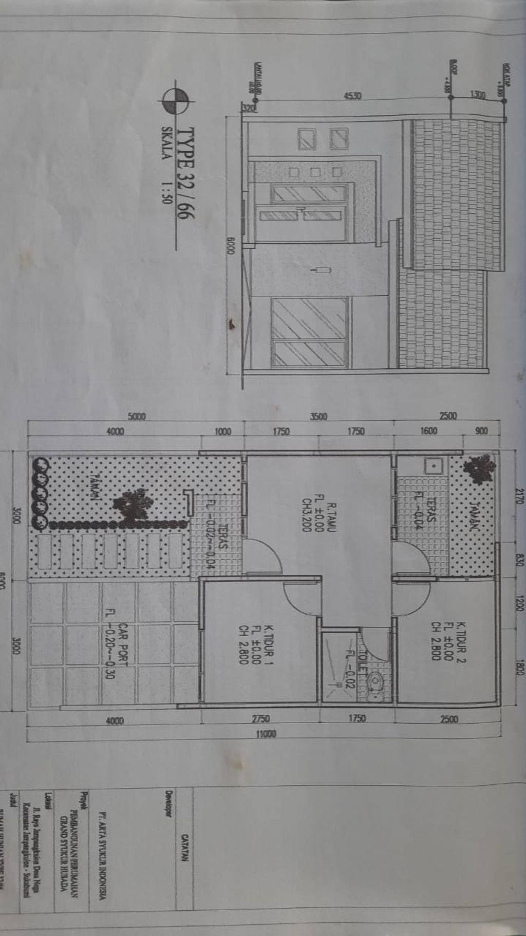 foto denah rumah tipe 32/66 perumahan Grand Syukur Husada