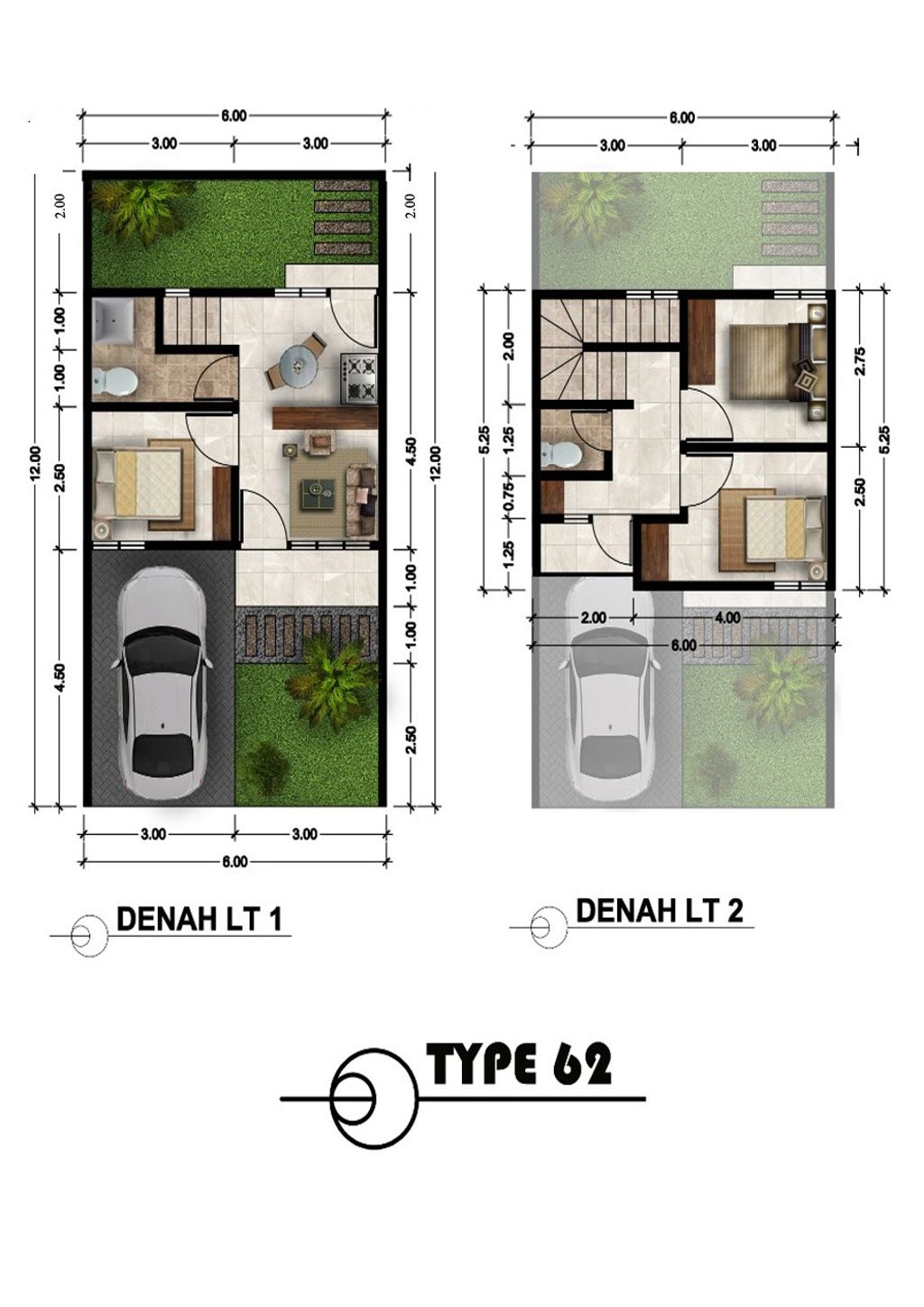 foto denah rumah tipe Ruby 43 premium perumahan The Royal Salatiga