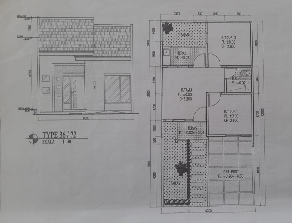 foto denah rumah tipe 36/72 perumahan Grand Syukur Husada