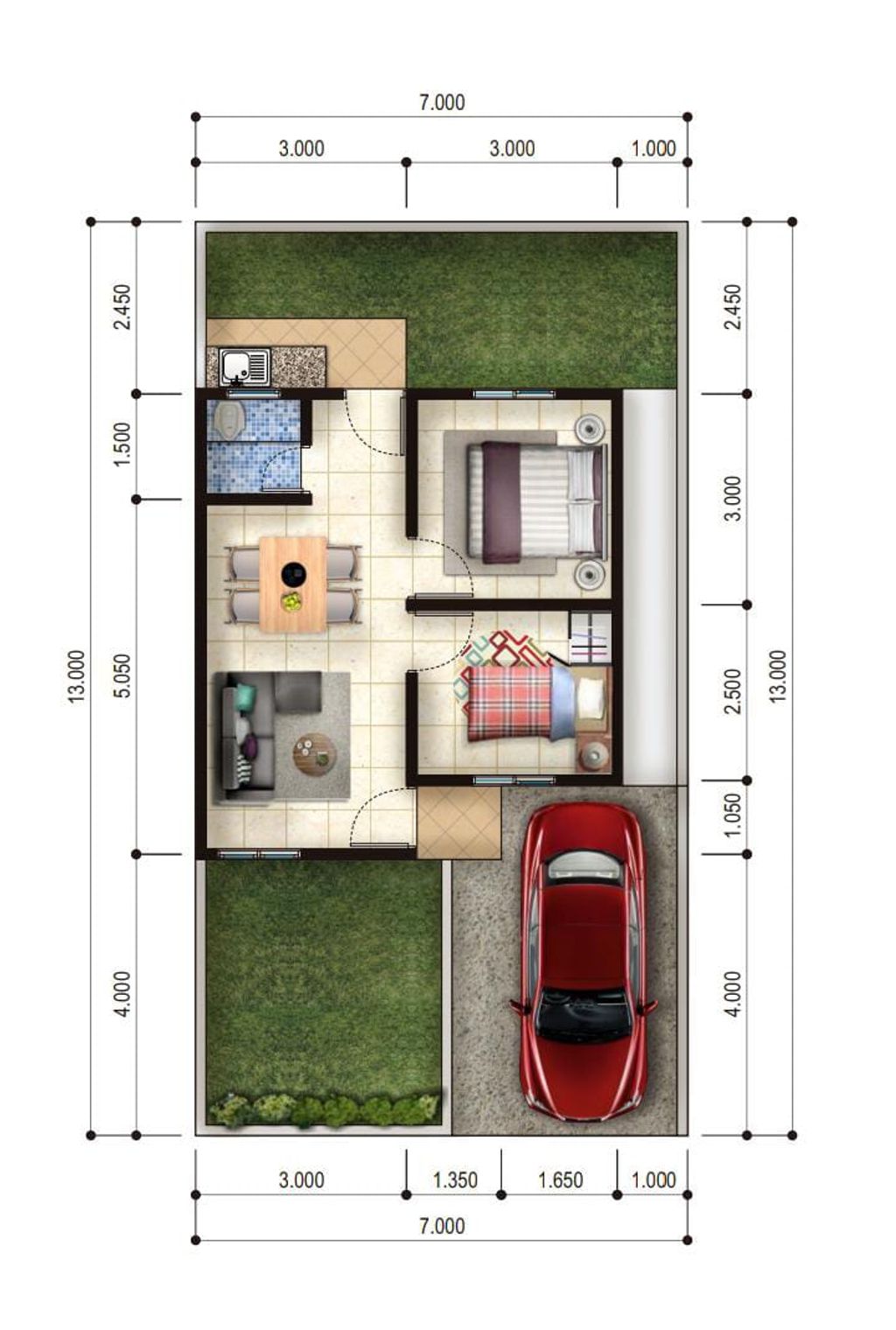 foto denah rumah tipe 36/91 perumahan GOLDEN RESIDENCE 1 TAHAP 1