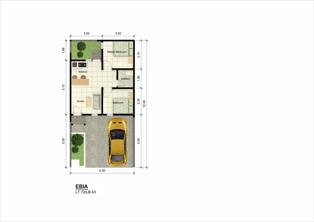 foto denah rumah tipe EBIA perumahan MILLENNIA HILLS