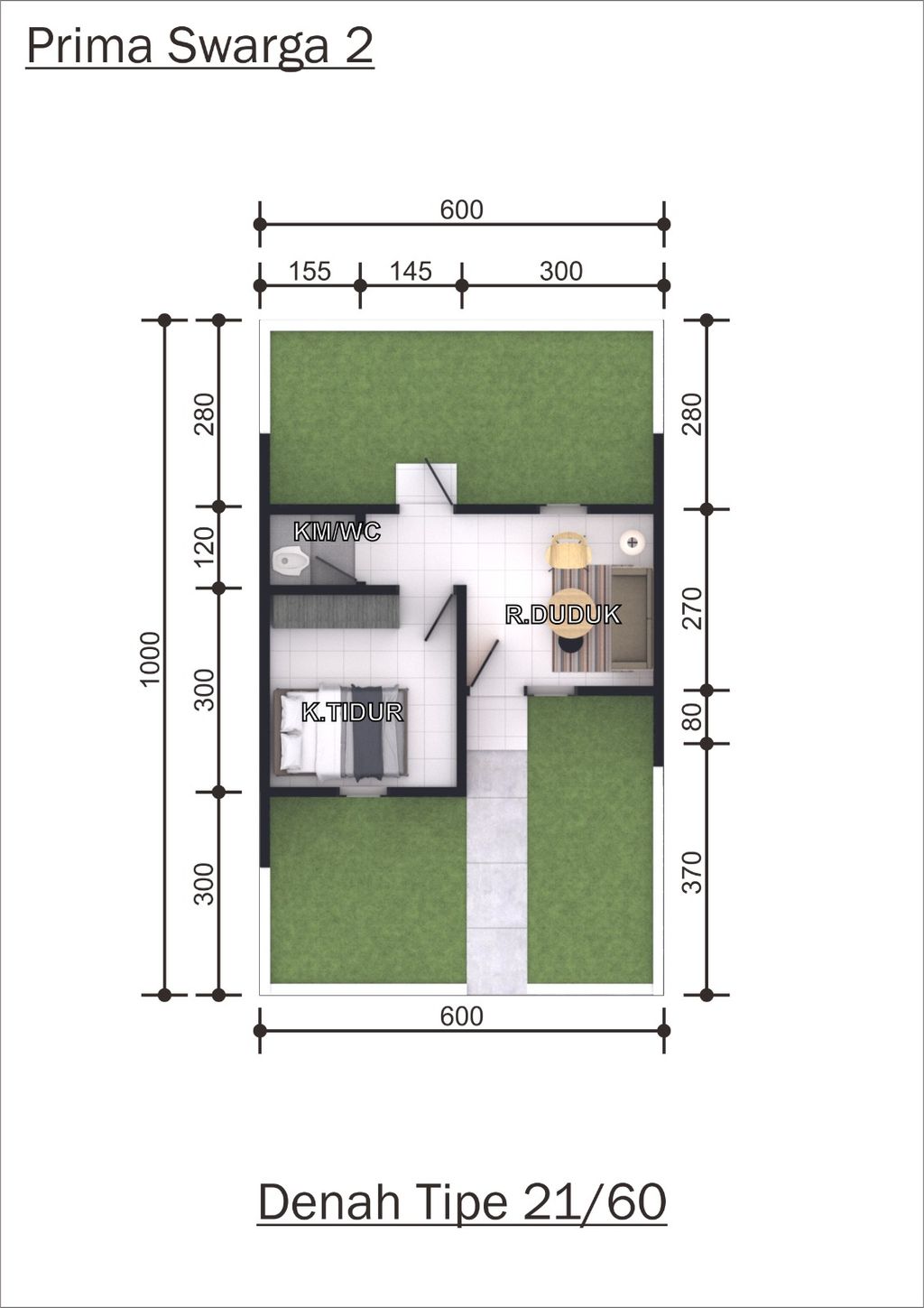 foto denah rumah tipe 21 perumahan PRIMA SWARGA RESIDENCE TAHAP II