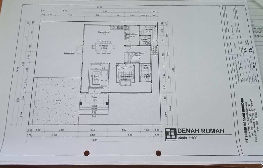 foto denah rumah tipe Ashoka KAV.74-75 perumahan Cluster Ashoka