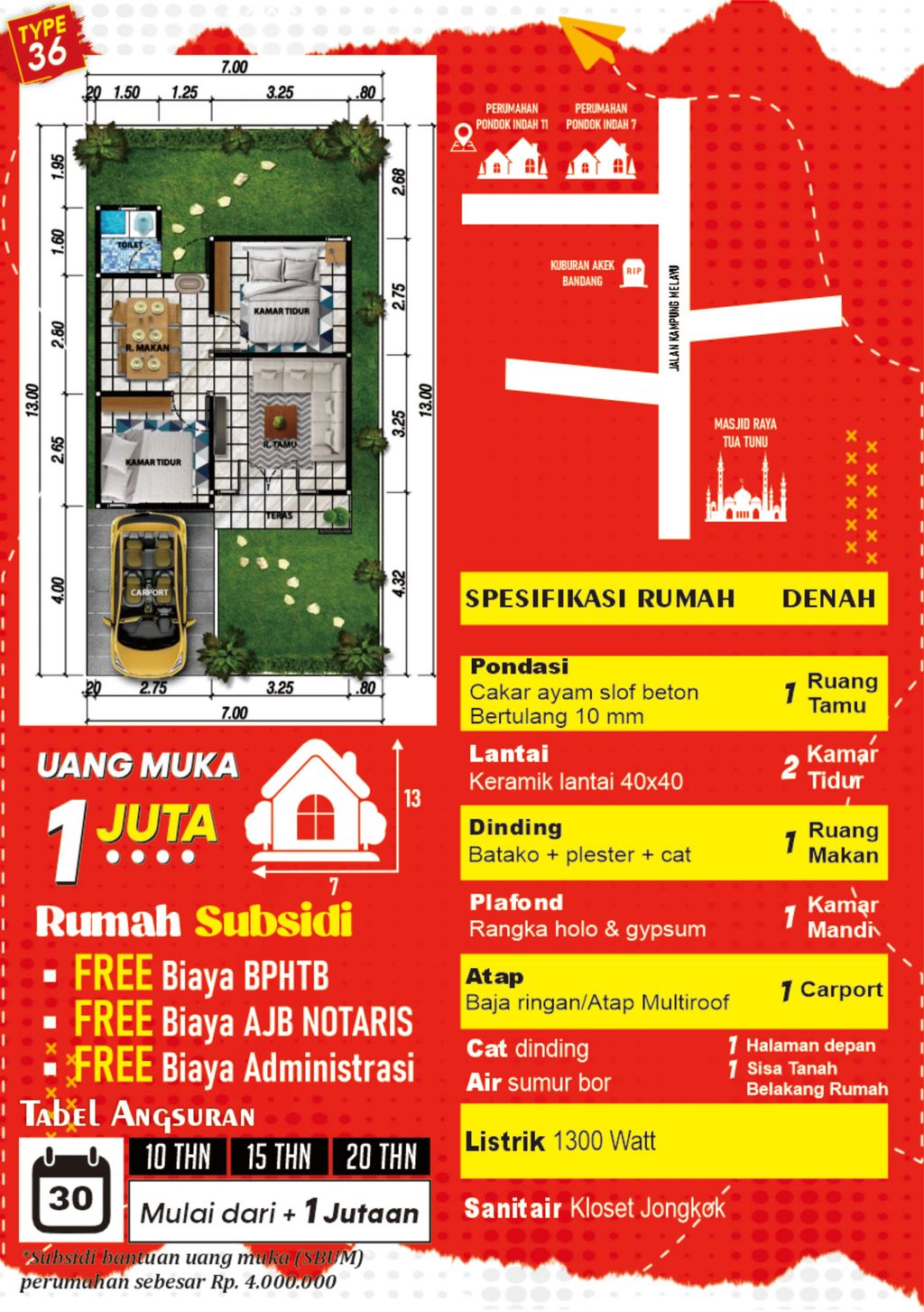 foto denah rumah tipe 36 perumahan PERUMAHAN PONDOK INDAH 11
