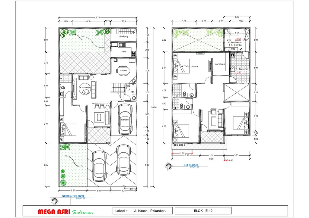 foto denah rumah tipe E 10 187/140 perumahan MEGA ASRI SUDIRMAN
