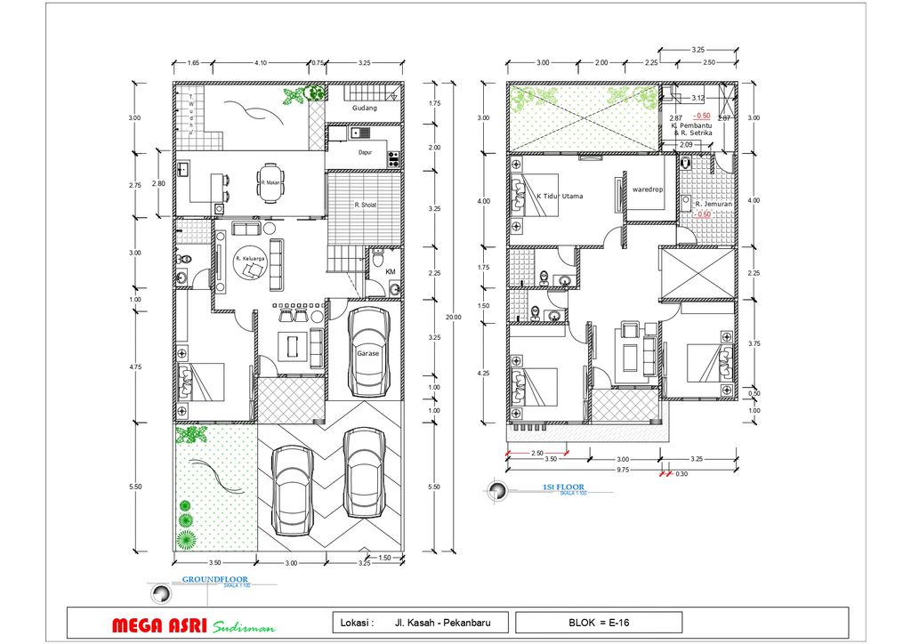 foto denah rumah tipe E 16 188/140 perumahan MEGA ASRI SUDIRMAN