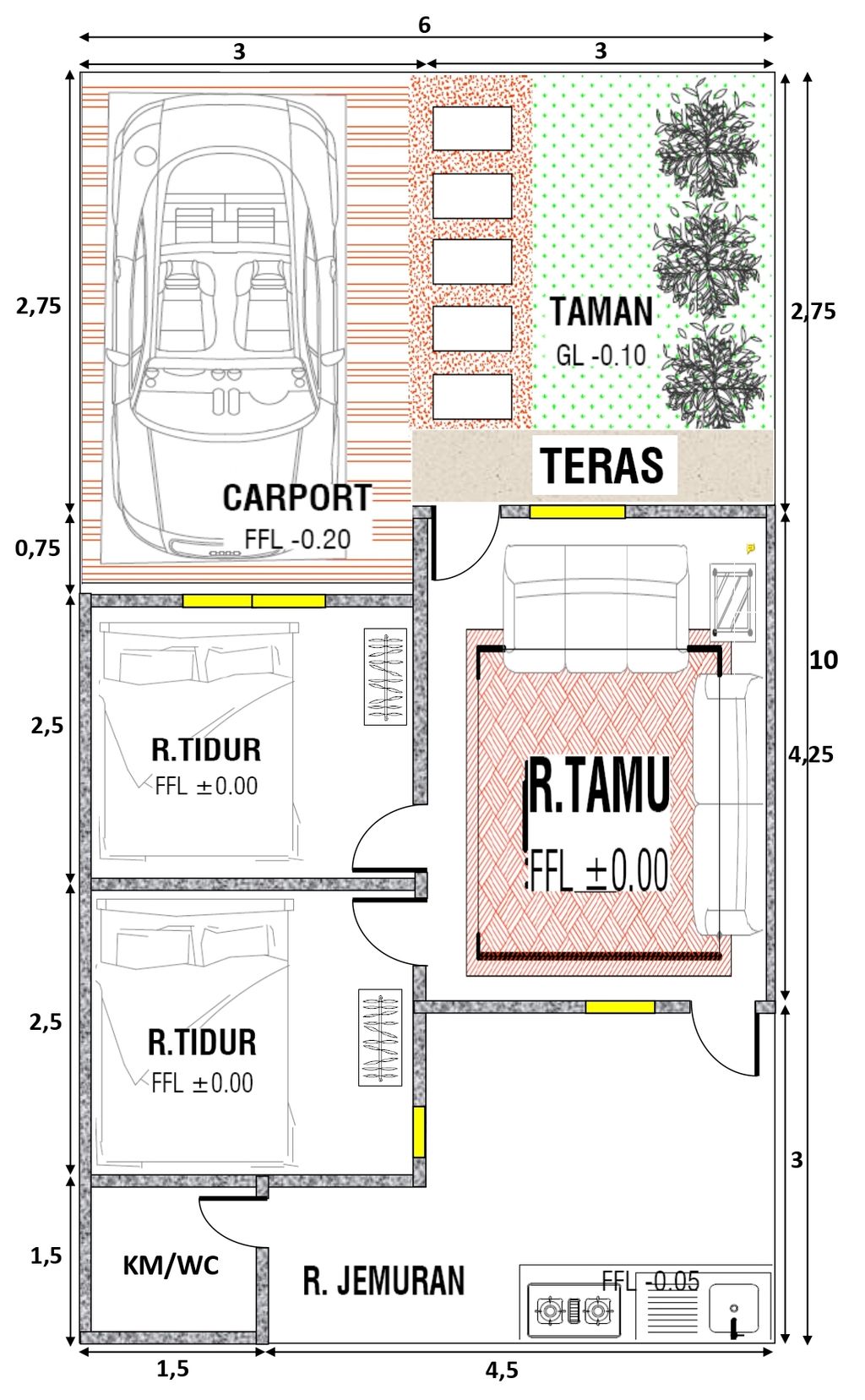 foto denah rumah tipe SR 3060 perumahan PERUMAHAN SHOBUR RESIDENCE 2