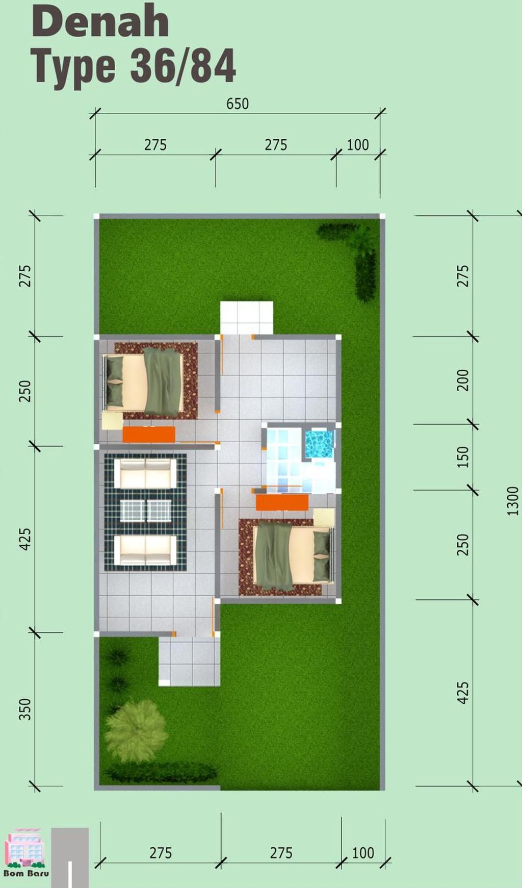 foto denah rumah tipe 36/84 perumahan Griya Permata Serang 4