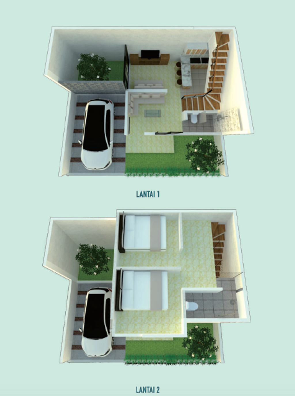 foto denah rumah tipe 74/67 perumahan Pesona Citra Indah