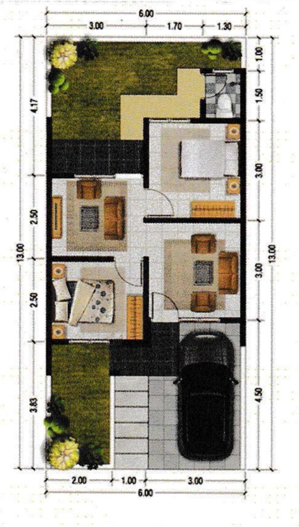 foto denah rumah tipe 36/78 perumahan SENTOSA BUDURAN RESIDENCE
