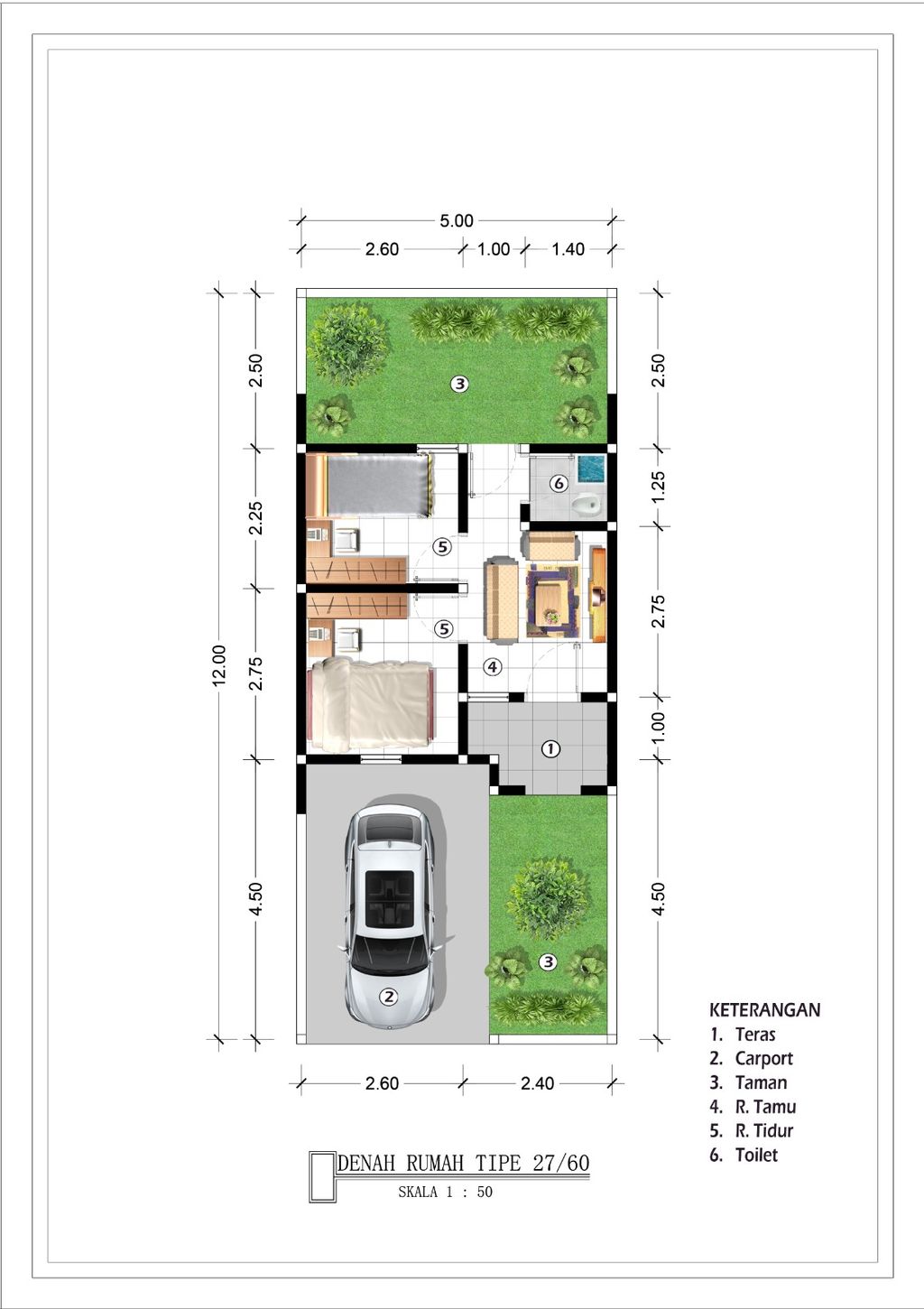 foto denah rumah tipe CASTANEA perumahan ROYAL EMRAN
