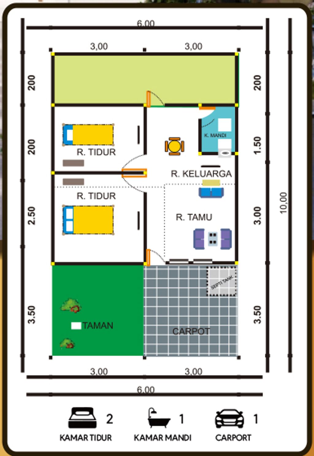 foto denah rumah tipe 30/60 perumahan GRAND TANJAKAN RESIDENCE