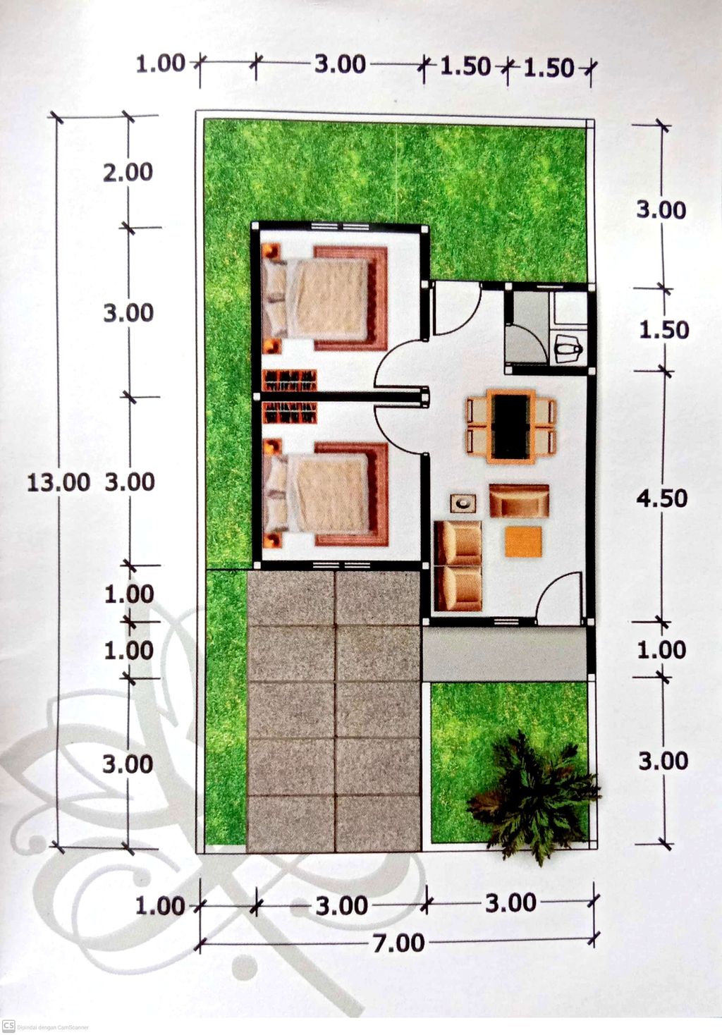 foto denah rumah tipe 36 / 91 SUBSIDI 2024 ( 2 ) perumahan BAY RESIDENCE