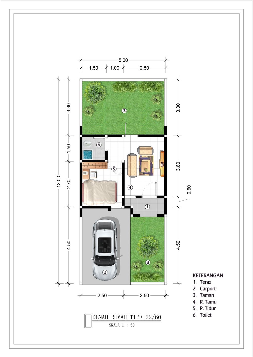 foto denah rumah tipe CHERRY perumahan ROYAL EMRAN