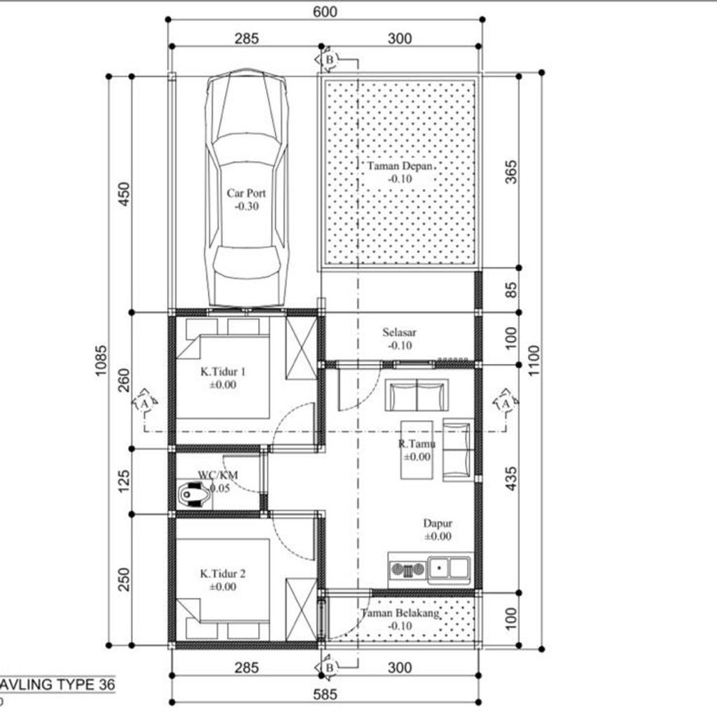 foto denah rumah tipe 36/66 perumahan De Panorama Residence 2