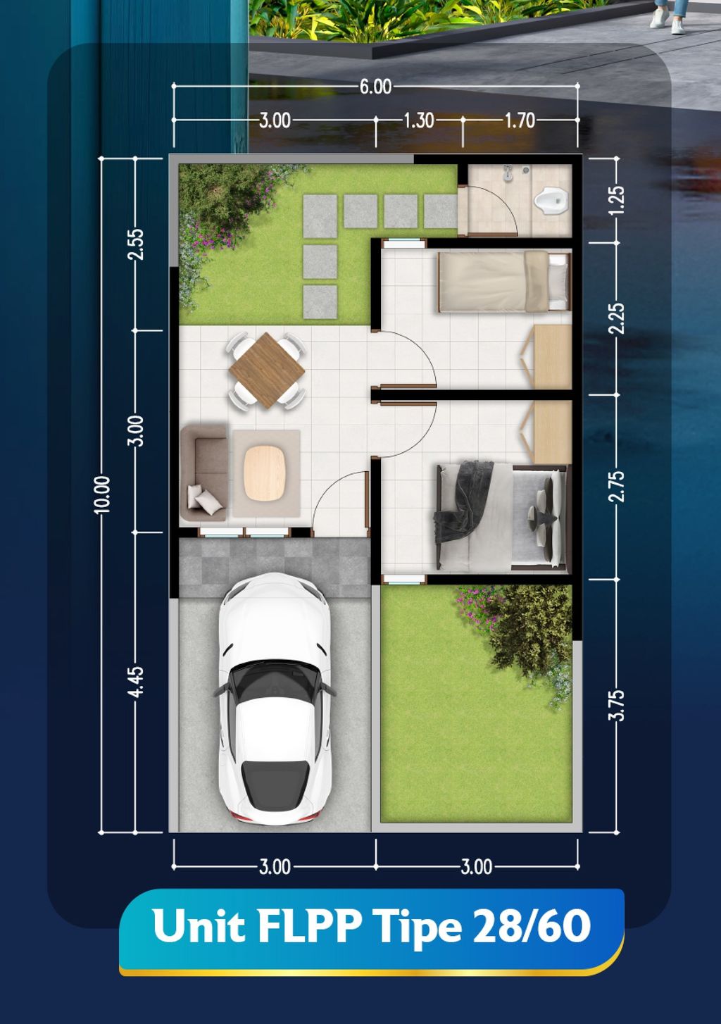 foto denah rumah tipe CLUSTER SAFIR 28/60 (185.000.000) perumahan Grand Harmoni Park